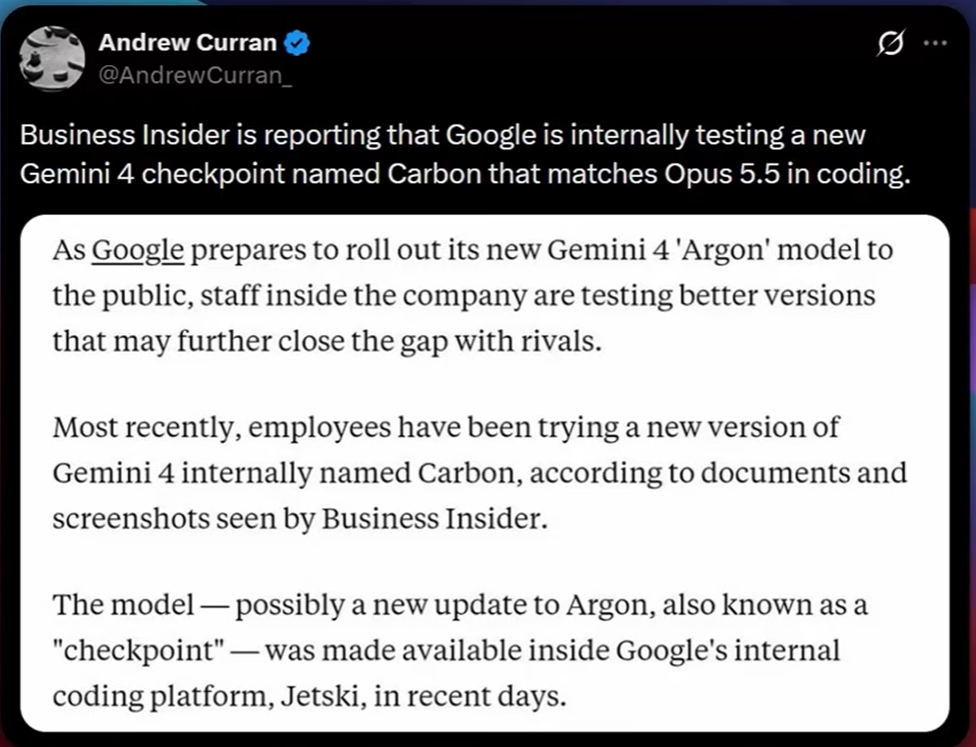 Captura del reporte exclusivo sobre Gemini 4 Carbon en la plataforma Jetski